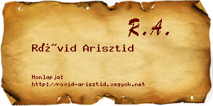 Rövid Arisztid névjegykártya